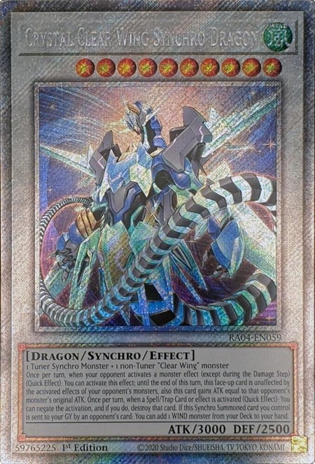 Crystal Clear Wing Synchro Dragon (Platinum Secret Rare) - Quarter Century Stampede YuGiOh trading card