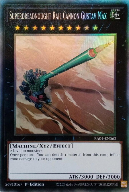 Superdreadnought Rail Cannon Gustav Max (PCR) - Quarter Century Stampede YuGiOh trading card