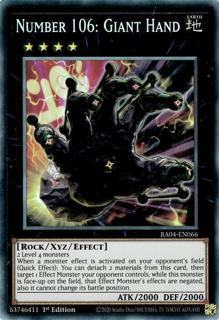 Number 106: Giant Hand (PCR) - Quarter Century Stampede YuGiOh trading card
