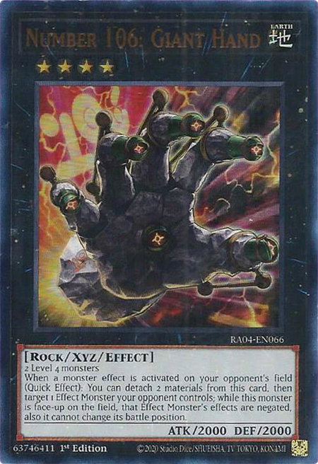 Number 106: Giant Hand (UR) - Quarter Century Stampede YuGiOh trading card