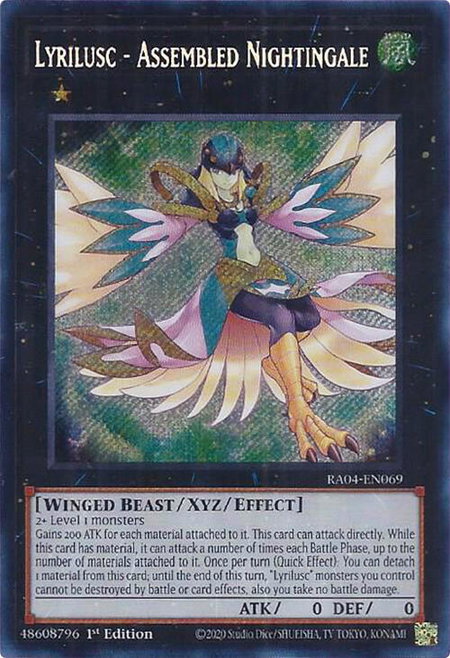 Lyrilusc - Assembled Nightingale (Secret Rare) trading card from Quarter Century Stampede Lyrilusc - Assembled Nightingale (Secret Rare) - Quarter Century Stampede YuGiOh trading card
