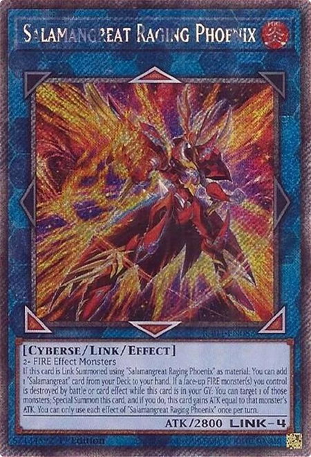 Salamangreat Raging Phoenix (Platinum Secret Rare) - Quarter Century Stampede YuGiOh trading card
