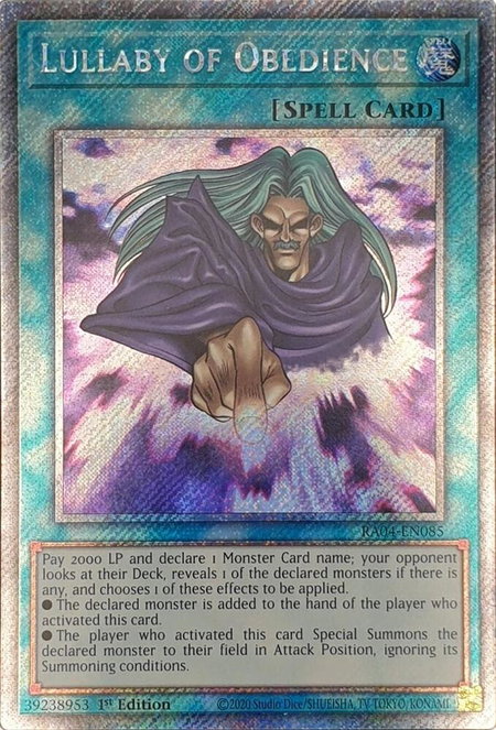 Lullaby of Obedience (Platinum Secret Rare) - Quarter Century Stampede YuGiOh trading card