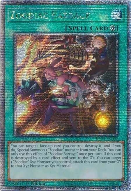 Zoodiac Barrage (Quarter Century Secret Rare) - Quarter Century Stampede YuGiOh trading card