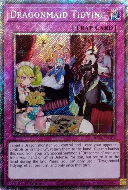 Dragonmaid Tidying (Platinum Secret Rare) - Quarter Century Stampede YuGiOh trading card