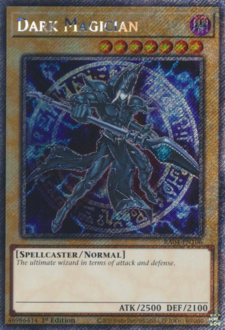 Dark Magician (7th Art) (Platinum Secret Rare) trading card from Quarter Century Stampede Dark Magician (7th Art) (Platinum Secret Rare) - Quarter Century Stampede YuGiOh trading card