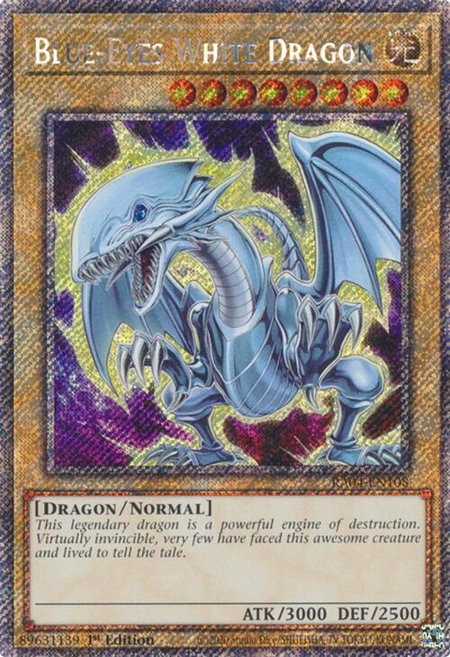 Blue-Eyes White Dragon (7th Art) (Platinum Secret Rare) - Quarter Century Stampede YuGiOh trading card