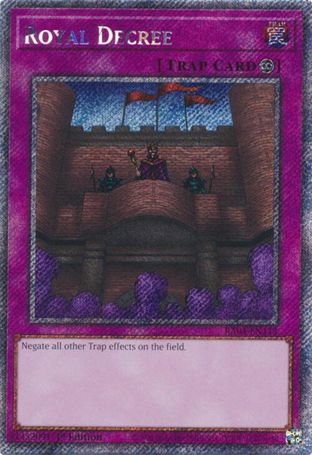 Royal Decree (Platinum Secret Rare) - Quarter Century Stampede YuGiOh trading card