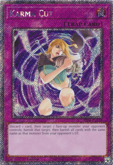 Karma Cut (Platinum Secret Rare) - Quarter Century Stampede YuGiOh trading card