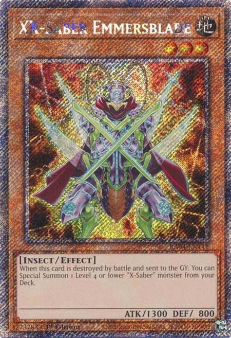 XX-Saber Emmersblade (Platinum Secret Rare) - Quarter Century Stampede YuGiOh trading card