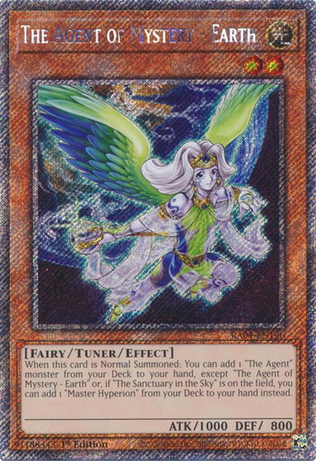 The Agent of Mystery - Earth (Platinum Secret Rare) - Quarter Century Stampede YuGiOh trading card