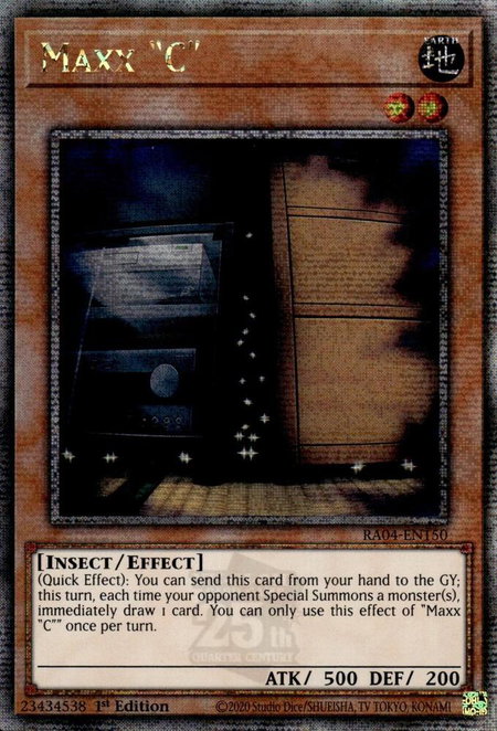 Maxx "C" (Quarter Century Secret Rare) trading card from Quarter Century Stampede Maxx "C" (Quarter Century Secret Rare) - Quarter Century Stampede YuGiOh trading card