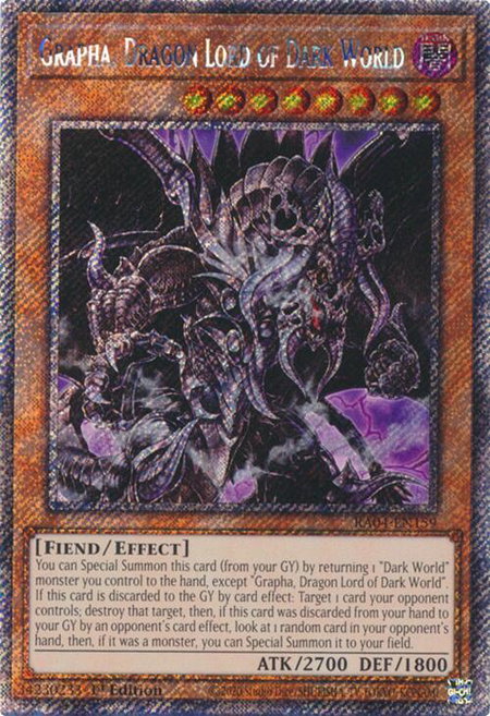Grapha, Dragon Lord of Dark World (Platinum Secret Rare) - Quarter Century Stampede YuGiOh trading card