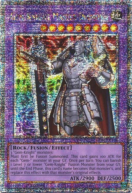 Gem-Knight Master Diamond (Quarter Century Secret Rare) trading card from Quarter Century Stampede Gem-Knight Master Diamond (Quarter Century Secret Rare) - Quarter Century Stampede YuGiOh trading card