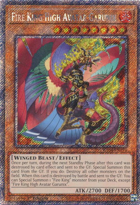 Fire King High Avatar Garunix (Platinum Secret Rare) - Quarter Century Stampede YuGiOh trading card