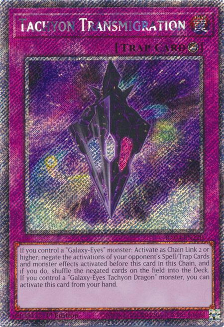 Tachyon Transmigration (Platinum Secret Rare) - Quarter Century Stampede YuGiOh trading card