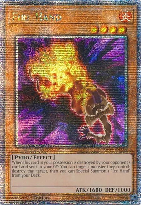 Fire Hand (Quarter Century Secret Rare) - Quarter Century Stampede YuGiOh trading card