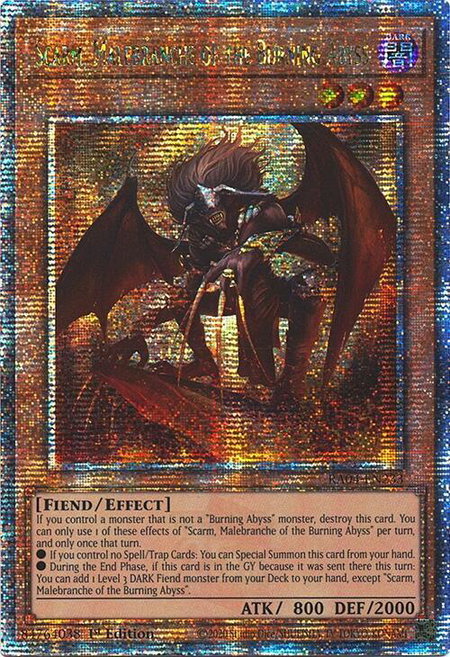 Scarm, Malebranche of the Burning Abyss (Quarter Century Secret Rare) - Quarter Century Stampede YuGiOh trading card