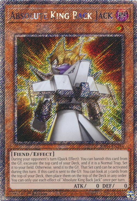 Absolute King Back Jack (Platinum Secret Rare) - Quarter Century Stampede YuGiOh trading card