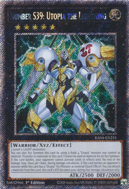 Number S39: Utopia the Lightning (Platinum Secret Rare) - Quarter Century Stampede YuGiOh trading card
