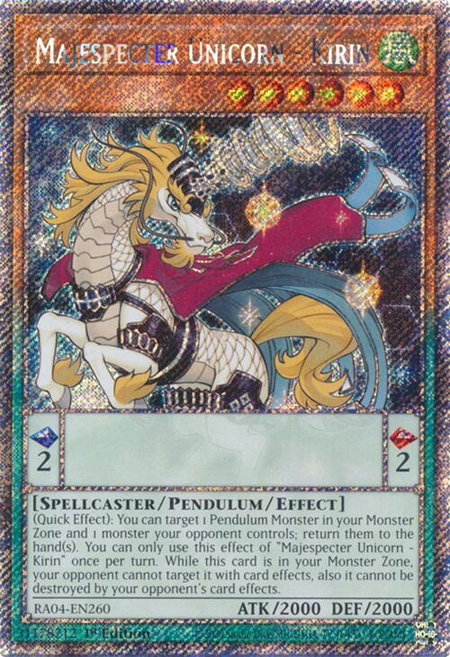 Majespecter Unicorn - Kirin (Platinum Secret Rare) - Quarter Century Stampede YuGiOh trading card