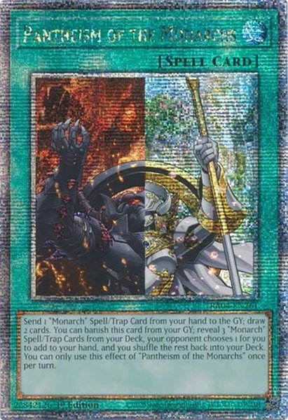 Pantheism of the Monarchs (Quarter Century Secret Rare) trading card from Quarter Century Stampede Pantheism of the Monarchs (Quarter Century Secret Rare) - Quarter Century Stampede YuGiOh trading card