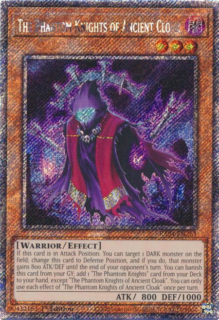 The Phantom Knights of Ancient Cloak (Platinum Secret Rare) - Quarter Century Stampede YuGiOh trading card