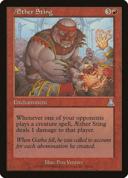 Aether Sting trading card from Urza's Destiny Aether Sting - Urza's Destiny Magic: The Gathering trading card