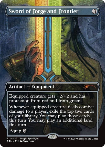 Sword of Forge and Frontier (Borderless) trading card from Unique and Miscellaneous Promos Sword of Forge and Frontier (Borderless) - Unique and Miscellaneous Promos Magic: The Gathering trading card
