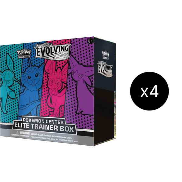 Evolving Skies Pokemon Center Elite Trainer Box Case [Glaceon/Vaporeon/Sylveon/Espeon] (Exclusive) - SWSH07: Evolving Skies Pokémon trading card