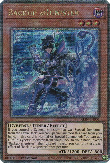 Backup @Ignister (Quarter Century Secret Rare) trading card from Alliance Insight Backup @Ignister (Quarter Century Secret Rare) - Alliance Insight YuGiOh trading card