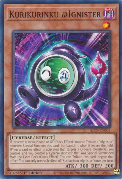 Kurikurinku @Ignister trading card from Alliance Insight Kurikurinku @Ignister - Alliance Insight YuGiOh trading card