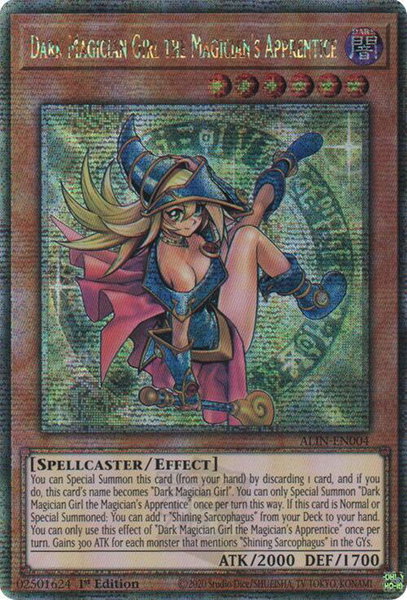 Dark Magician Girl the Magician's Apprentice (Quarter Century Secret Rare) trading card from Alliance Insight Dark Magician Girl the Magician's Apprentice (Quarter Century Secret Rare) - Alliance Insight YuGiOh trading card