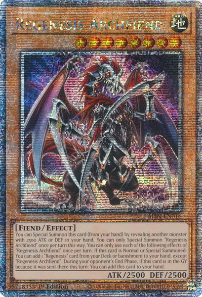 Regenesis Archfiend (Quarter Century Secret Rare) trading card from Alliance Insight Regenesis Archfiend (Quarter Century Secret Rare) - Alliance Insight YuGiOh trading card