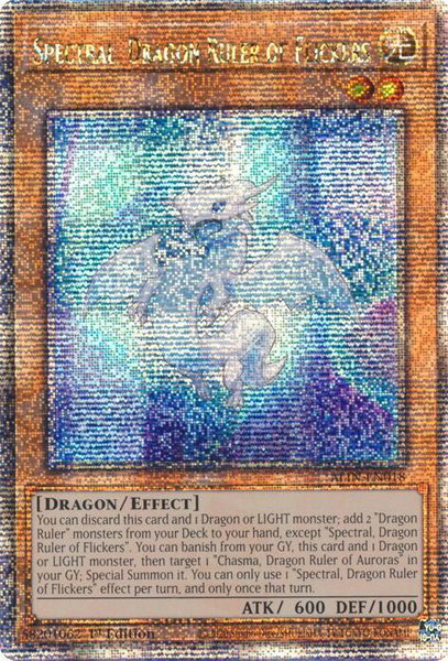Spectral, Dragon Ruler of Flickers (Quarter Century Secret Rare) trading card from Alliance Insight Spectral, Dragon Ruler of Flickers (Quarter Century Secret Rare) - Alliance Insight YuGiOh trading card