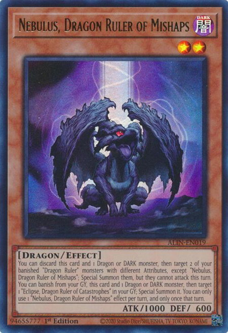 Nebulus, Dragon Ruler of Mishaps - Alliance Insight YuGiOh trading card