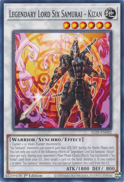 Legendary Lord Six Samurai - Kizan trading card from Alliance Insight Legendary Lord Six Samurai - Kizan - Alliance Insight YuGiOh trading card