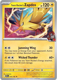 Team Rocket's Zapdos - SV10: Destined Rivals (DRI) #070/182 - Rare Pokémon Trading Card
