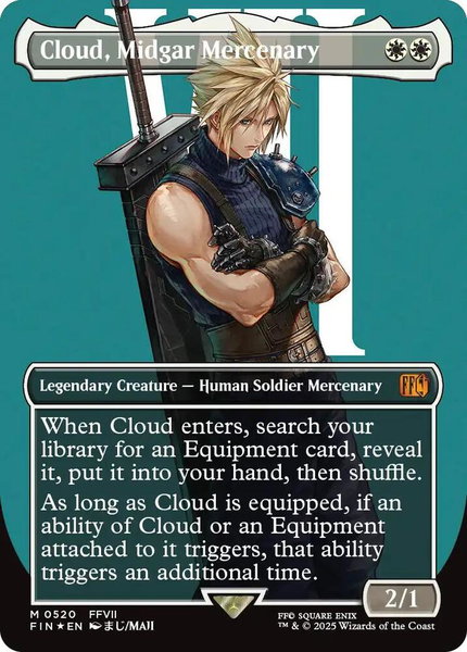 Cloud, Midgar Mercenary (Borderless) (Surge Foil) - FINAL FANTASY Magic: The Gathering trading card