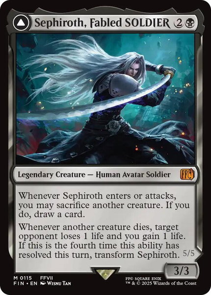 Sephiroth, Fabled SOLDIER trading card from FINAL FANTASY Sephiroth, Fabled SOLDIER - FINAL FANTASY Magic: The Gathering trading card