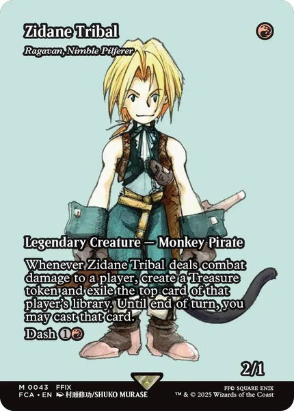 Zidane Tribal - Ragavan, Nimble Pilferer (Showcase) trading card from FINAL FANTASY: Through the Ages Zidane Tribal - Ragavan, Nimble Pilferer (Showcase) - FINAL FANTASY: Through the Ages Magic: The Gathering trading card