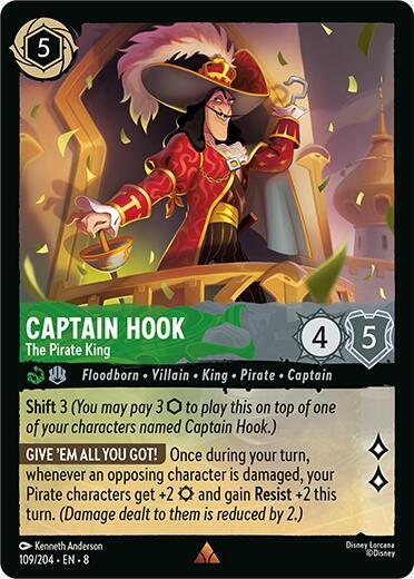 Captain Hook - The Pirate King - Reign of Jafar Disney Lorcana trading card