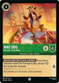 Mad Dog - Karnage's First Mate - Reign of Jafar (8) #93/204 - Common Disney Lorcana Trading Card
