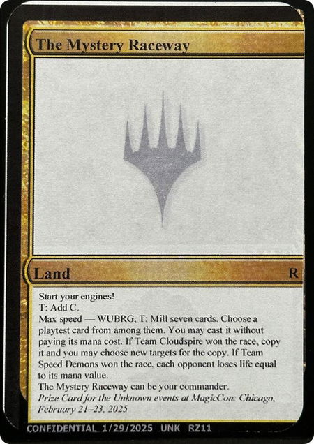 The Mystery Raceway - Un-Known Event Playtest Cards Magic: The Gathering trading card