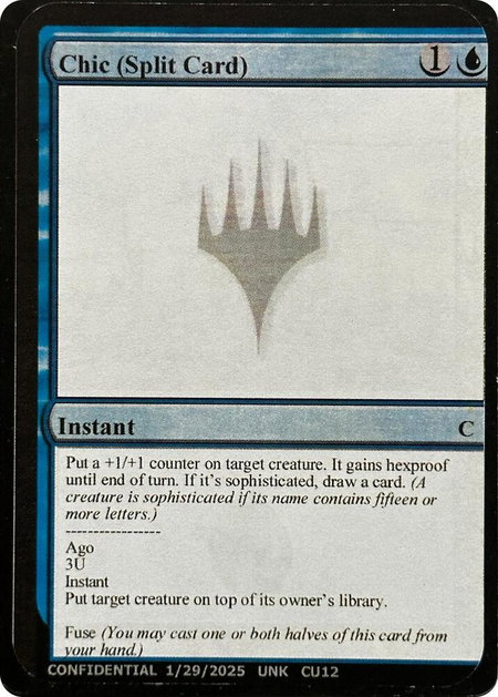 Chic (Split Card) - Un-Known Event Playtest Cards Magic: The Gathering trading card