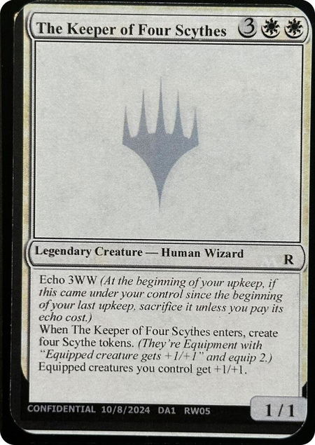 The Keeper of Four Scythes - Un-Known Event Playtest Cards Magic: The Gathering trading card