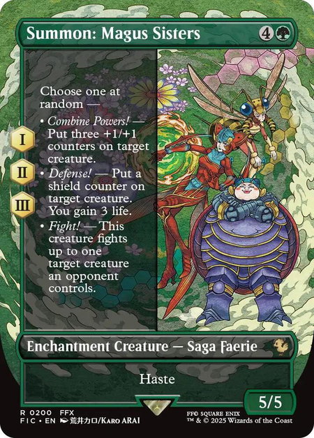 Summon: Magus Sisters (Borderless) - Commander: FINAL FANTASY Magic: The Gathering trading card