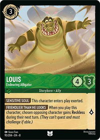 Louis - Endearing Alligator - Reign of Jafar (8) #95/204 - Uncommon Disney Lorcana Trading Card