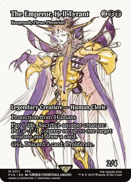 The Emperor, Hell Tyrant - Yawgmoth, Thran Physician (Showcase) trading card from FINAL FANTASY: Through the Ages The Emperor, Hell Tyrant - Yawgmoth, Thran Physician (Showcase) - FINAL FANTASY: Through the Ages Magic: The Gathering trading card