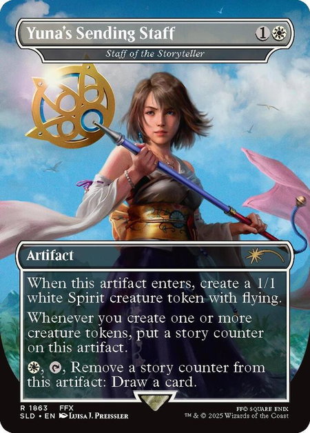 Yuna's Sending Staff - Staff of the Storyteller - Secret Lair Drop Series Magic: The Gathering trading card